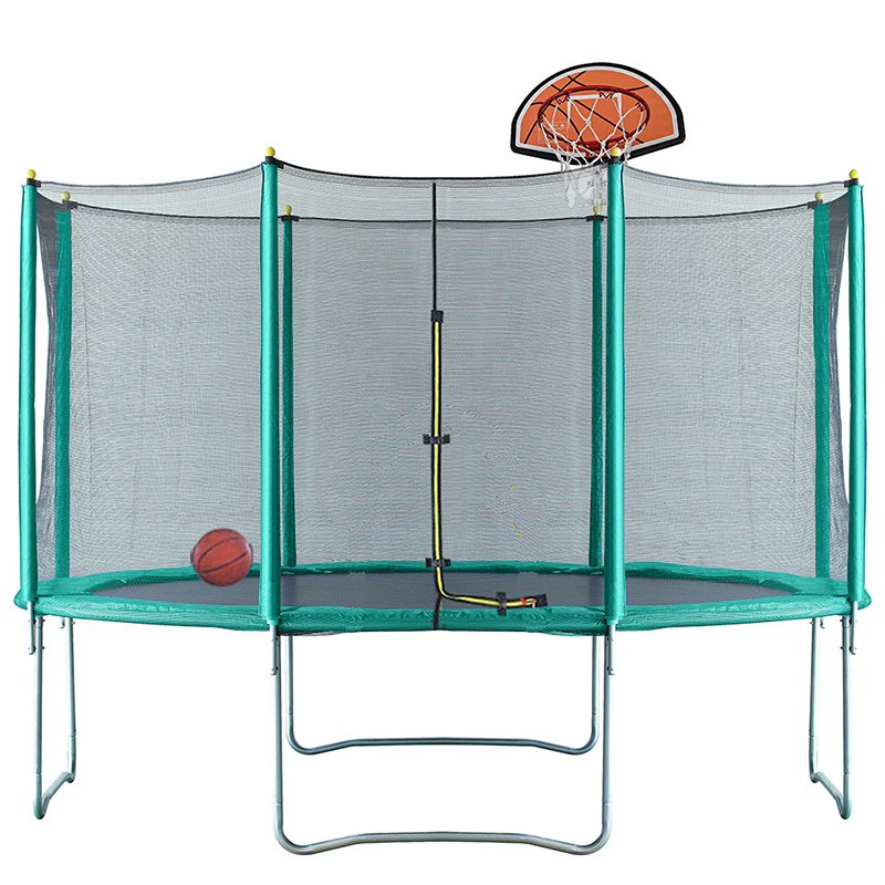 Mako Air 14ft Trampoline with Safety Enclosure - Free Basketball & Water Mister - Green - Image 5