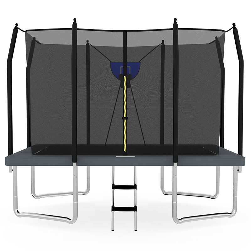 Mako Air 8x12ft Rectangular Trampoline with Safety Enclosure Grey FREE Ladder & Basketball Game