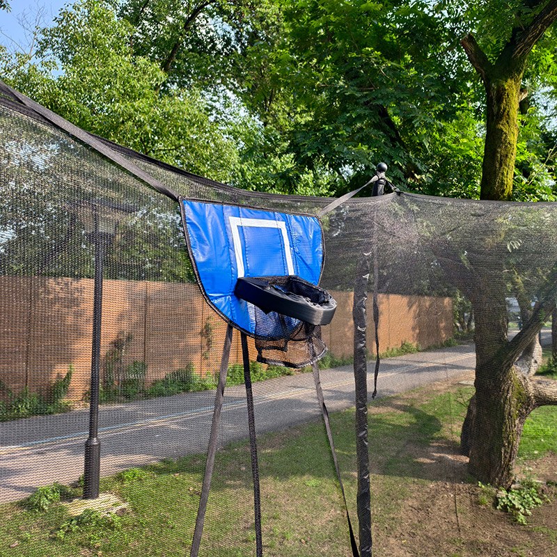 8x12ft Rectangular Trampoline with Safety Enclosure Grey FREE Ladder & Basketball Game