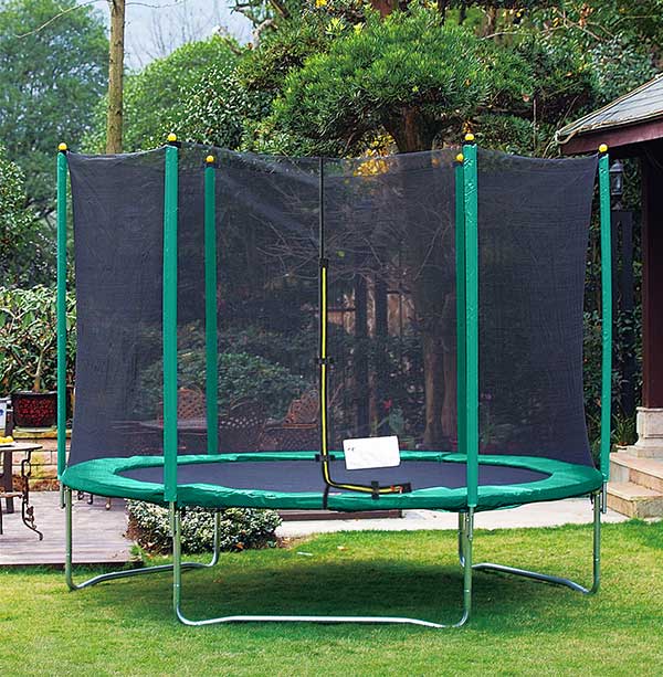 Mako Air 12ft Trampoline with Safety Enclosure - Free Basketball & Anchor Kit - Green - Image 2