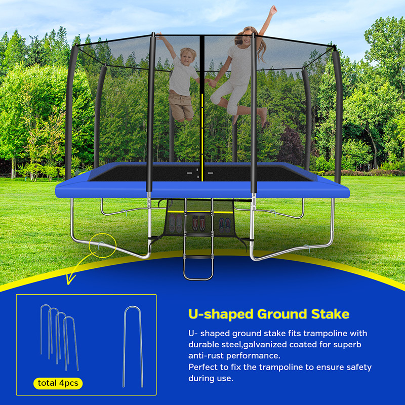 Mako Max 9x14ft Rectangular Trampoline with Safety Enclosure Blue – Free Ladder & Shoe Tidy - Image 8