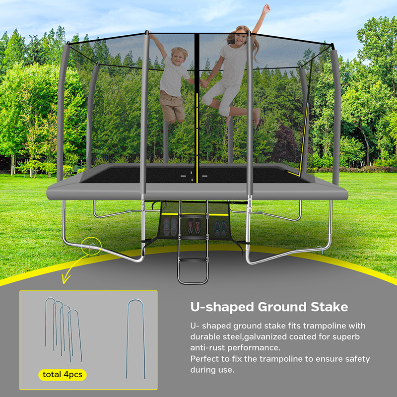 Mako Max 9x14ft Rectangular Trampoline with Safety Enclosure Grey – Free Ladder & Shoe Tidy - Image 10