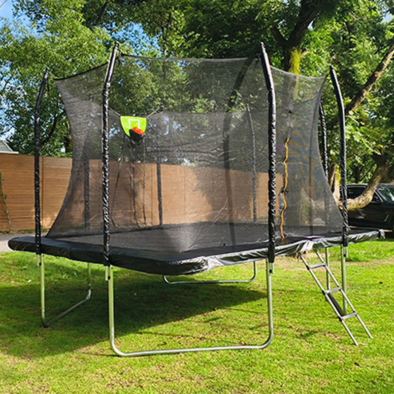 Mako Air 7x 9ft Rectangular Trampoline with Safety Enclosure Black FREE Ladder & Basketball Game - Image 4