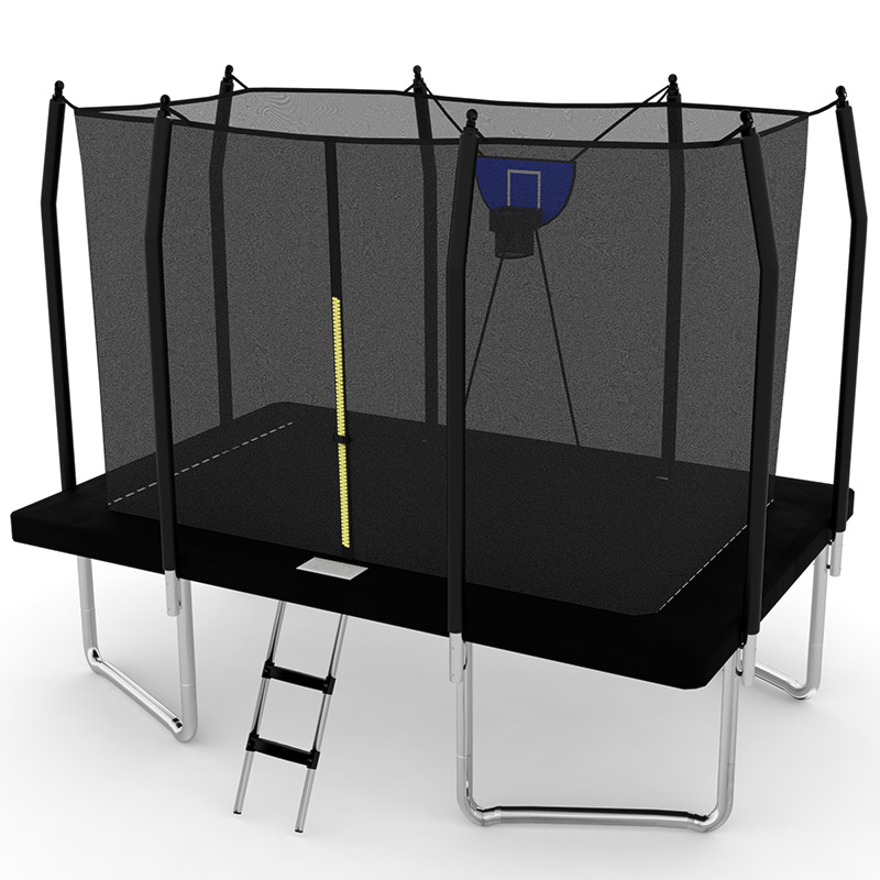 Mako Air 7x 9ft Rectangular Trampoline with Safety Enclosure Black FREE Ladder & Basketball Game - Image 3