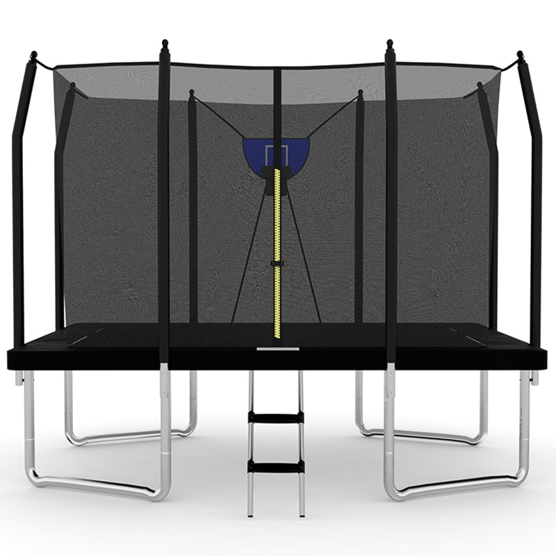 Mako Air 7x11ft Rectangular Trampoline with Safety Enclosure Black FREE Ladder & Basketball Game