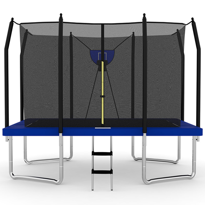 Mako Air 5x7ft Rectangular Trampoline with Safety Enclosure Blue FREE Ladder & Basketball Game