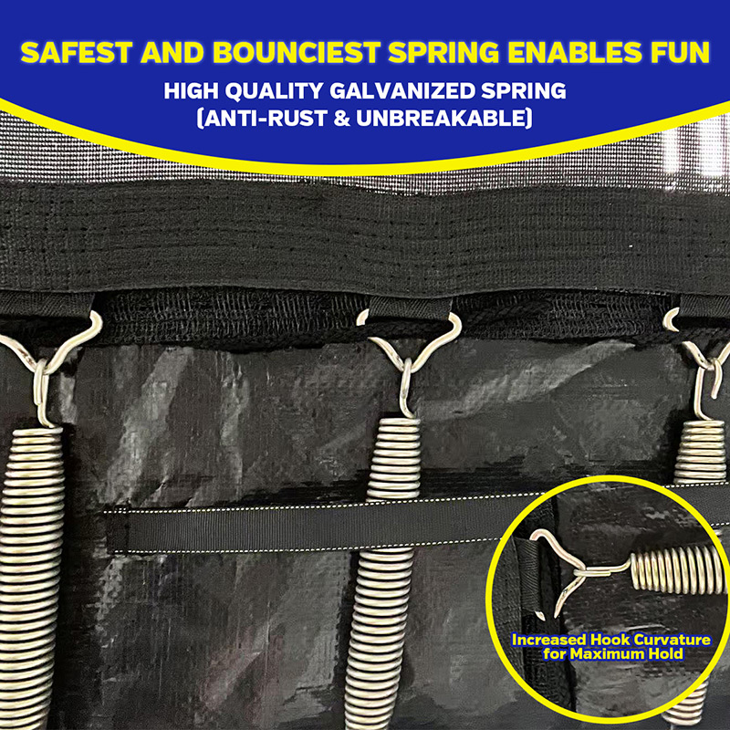 Maxo Max 8x12ft Rectangular Trampoline with Safety Enclosure Blue – Free Ladder & Shoe Tidy - Image 7