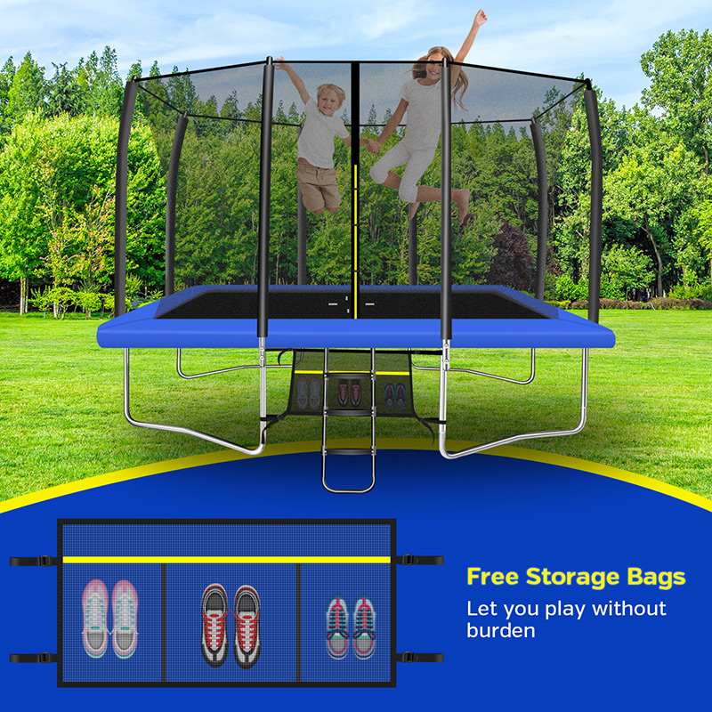 Mako Max 9x14ft Rectangular Trampoline with Safety Enclosure Blue – Free Ladder & Shoe Tidy - Image 5