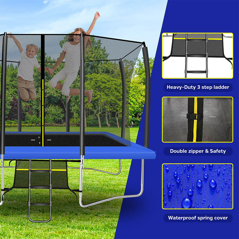 Mako Max 9x14ft Rectangular Trampoline with Safety Enclosure Blue – Free Ladder & Shoe Tidy - Image 6