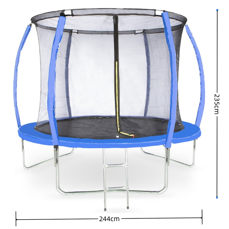 Mako Amigo 8ft Trampoline with Enclosure and Basketball Free Shoe Tidy & Ladder – Blue - Image 2