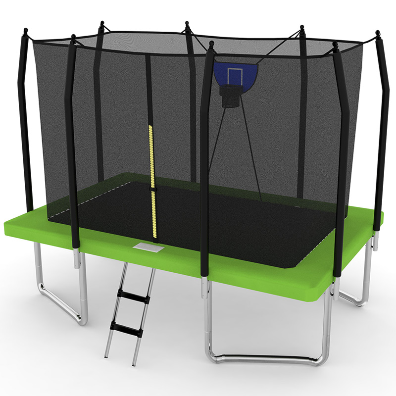 Mako Air 7x 9ft Rectangular Trampoline with Safety Enclosure Green FREE Ladder & Basketball Game - Image 3