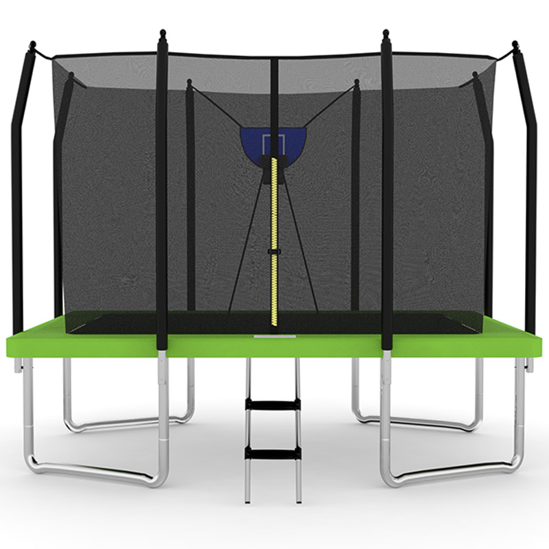 Mako Air 7x 9ft Rectangular Trampoline with Safety Enclosure Green FREE Ladder & Basketball Game