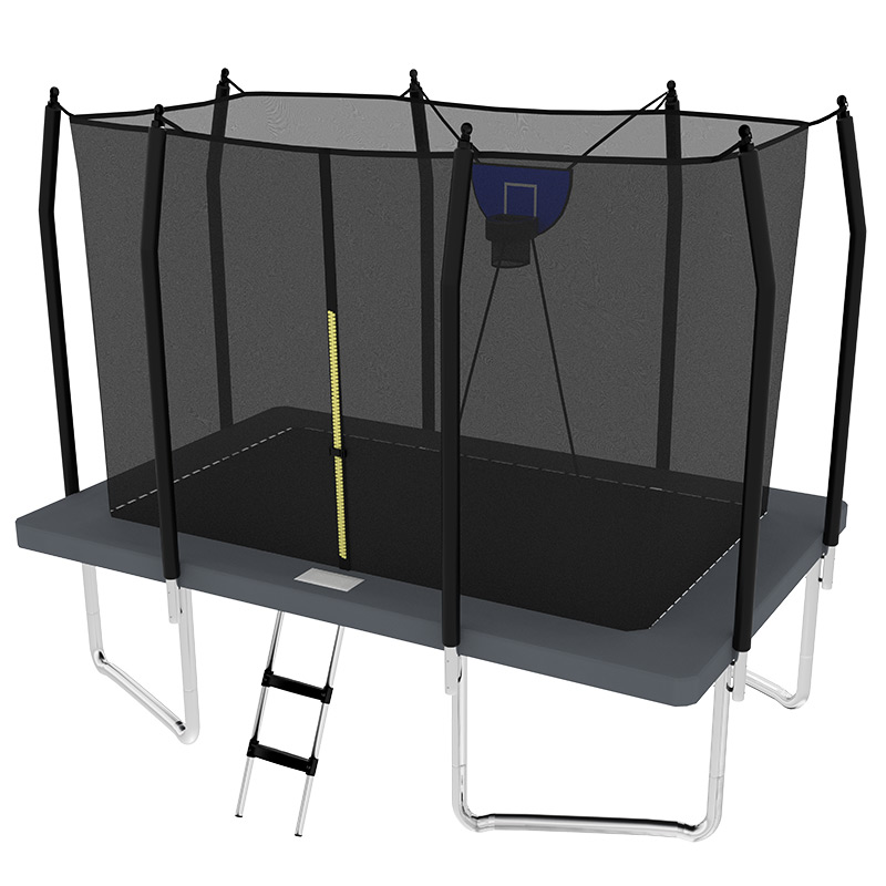 Mako Air 5x7ft Rectangular Trampoline with Safety Enclosure Grey FREE Ladder & Basketball Game - Image 2