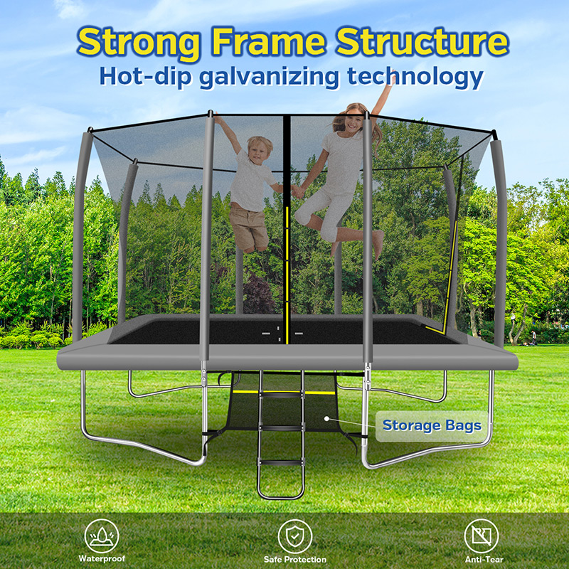 Mako Max 9x14ft Rectangular Trampoline with Safety Enclosure Grey – Free Ladder & Shoe Tidy - Image 6