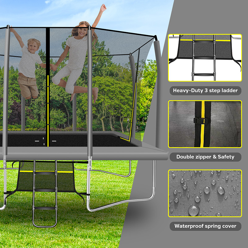 Mako Max 7x10ft Rectangular Trampoline with Safety Enclosure Grey - Free Ladder & Shoe Tidy - Image 7