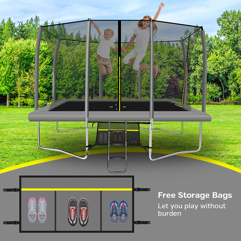 Mako Max 9x14ft Rectangular Trampoline with Safety Enclosure Grey – Free Ladder & Shoe Tidy - Image 7