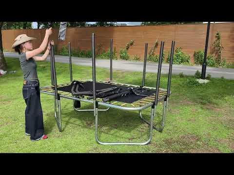 Mako Air 5x7ft Rectangular Trampoline with Safety Enclosure Black FREE Ladder & Basketball Game - Image 14