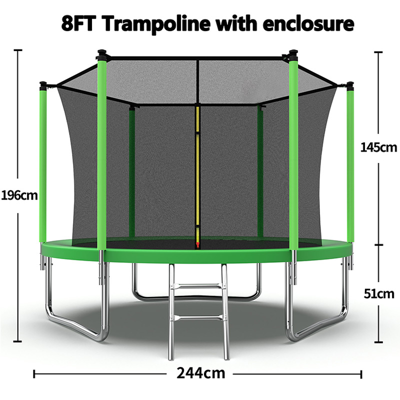 Mako 8ft Trampoline with Safety Enclosure and Ladder - Image 3
