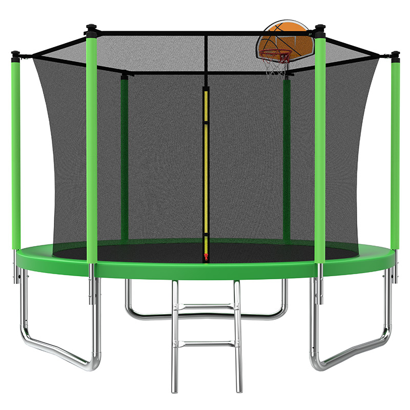 Mako 8ft Trampoline with Safety Enclosure Basketball Hoop and Ladder