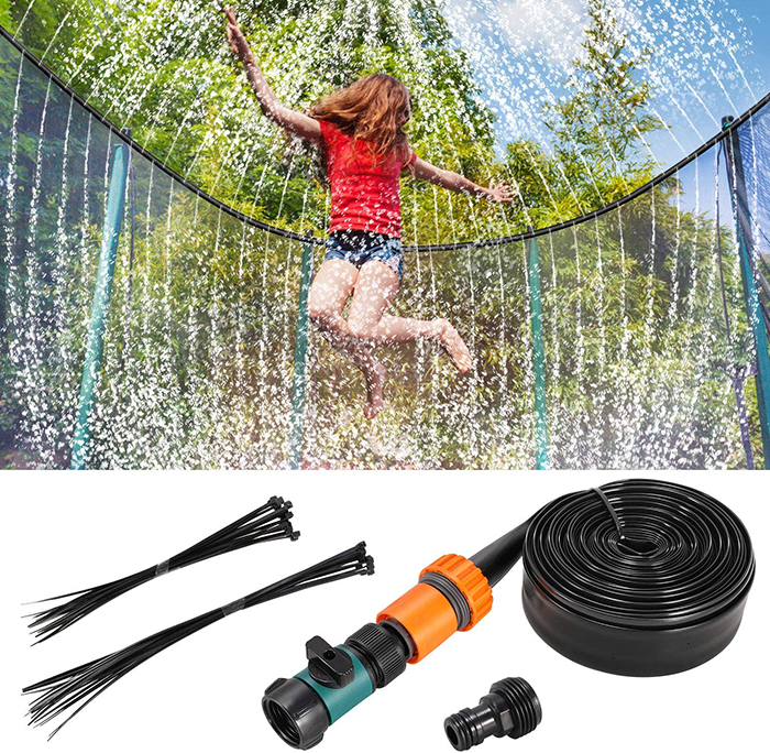 Mako Air 14ft Trampoline with Safety Enclosure - Free Basketball & Water Mister - Green - Image 9