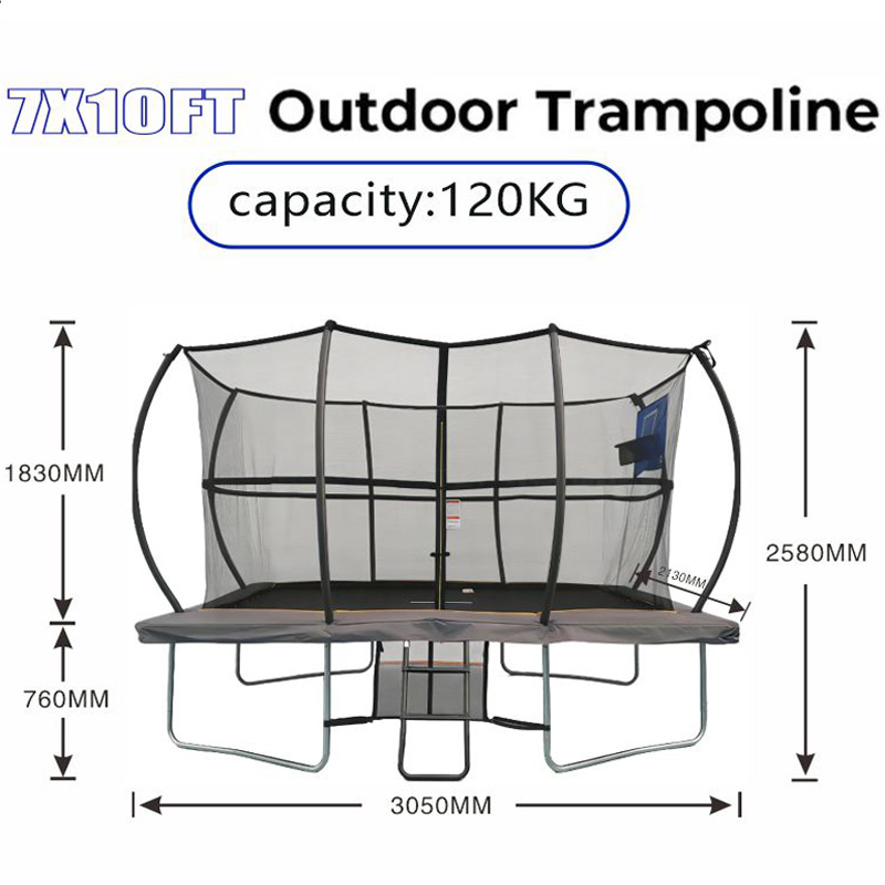 Mako Bounce 7x10ft Rectangular Trampoline with Safety Enclosure Grey - Free Ladder Shoe Tidy Anchor Kit Basketball Game - Image 8