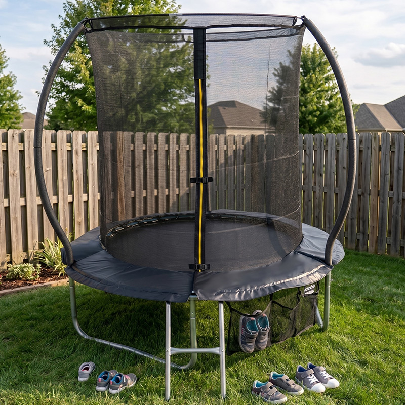 Mako 6ft Trampoline & Safety Enclosure Free Shoe Tidy & Ladder – Black