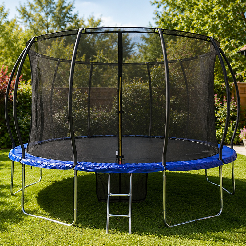 16ft Trampoline & Enclosure Free Shoe Tidy & Ladder – Blue