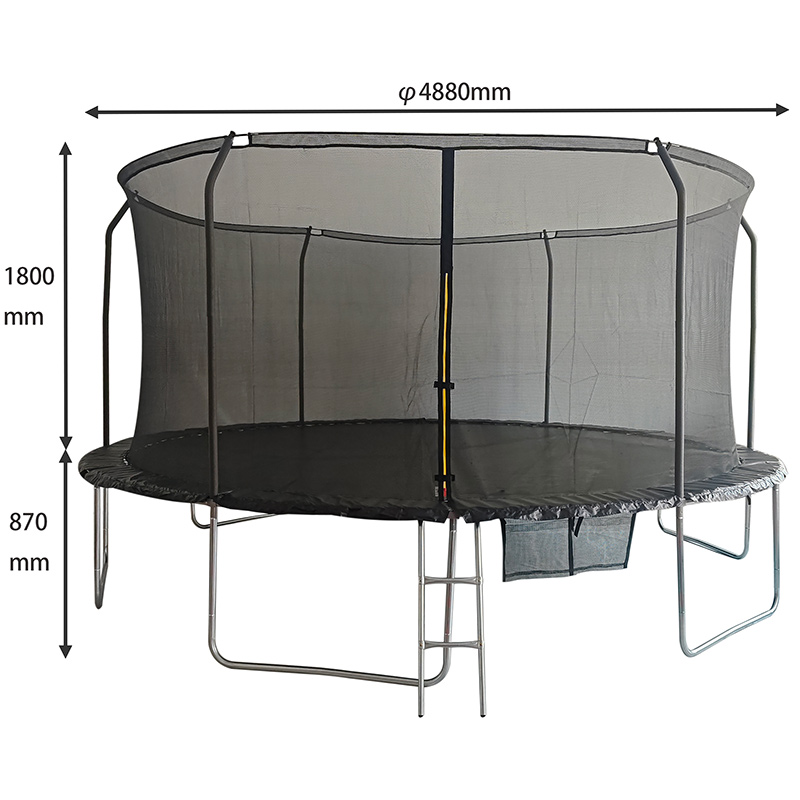 16ft Trampoline & Enclosure Free Shoe Tidy & Ladder – Black