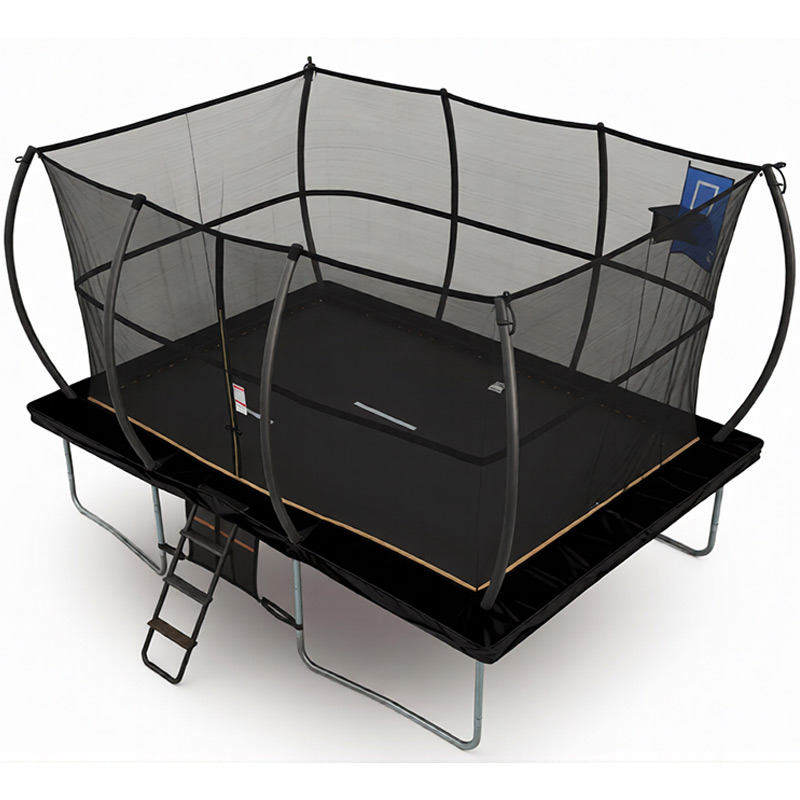 10x15ft Rectangular Trampoline with Safety Enclosure Black - Free Ladder Shoe Tidy Anchor Kit Basketball